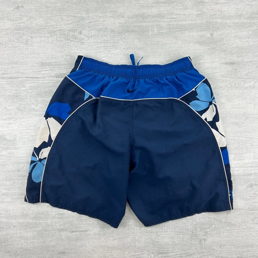 Vintage Y2K Nike Swim Trunks Size Large Navy Blue Bathing Suit Swim‎ Shorts